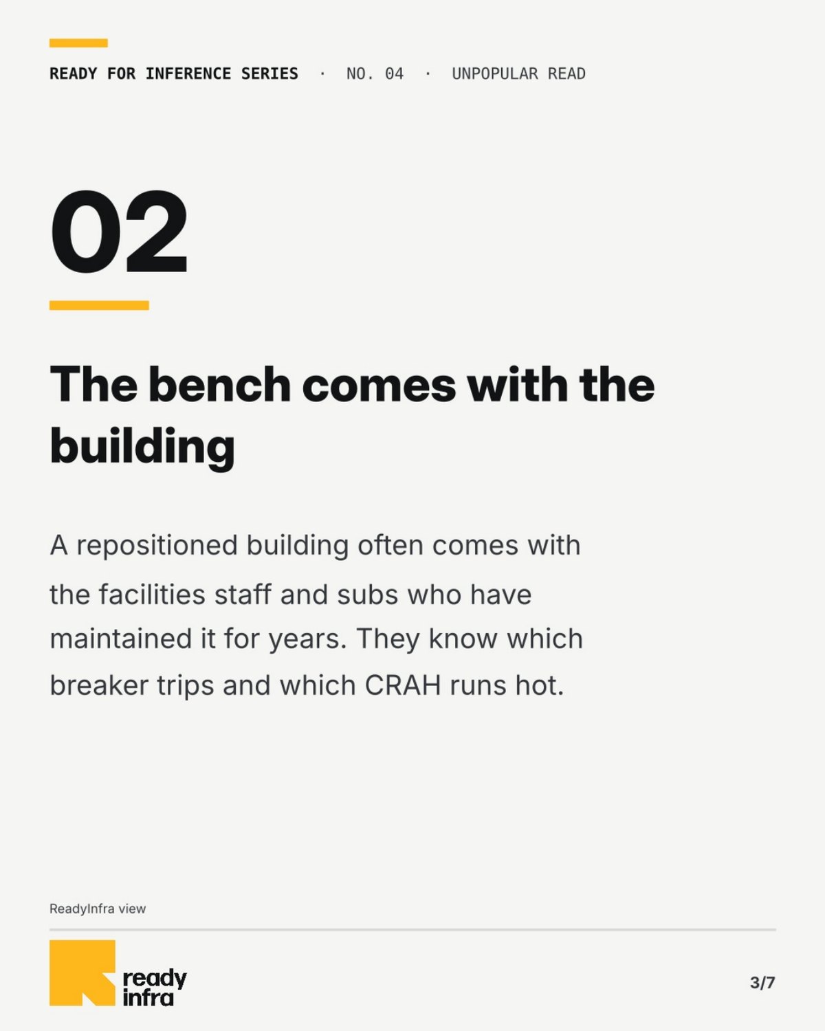 Metro sites start with a bench — slide 3 of 7